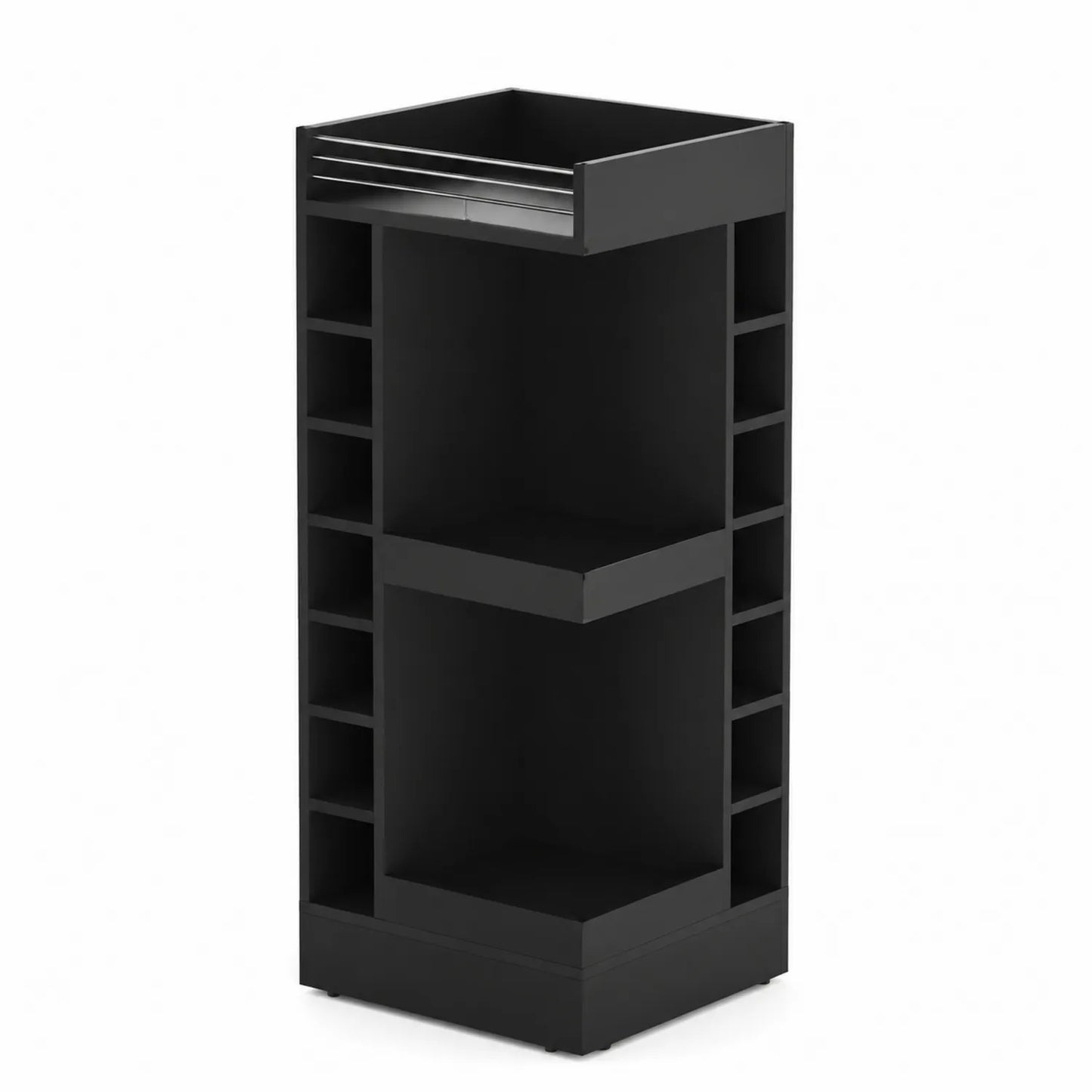 Botellero de MDF y Metal Negro 60x35x120 cm