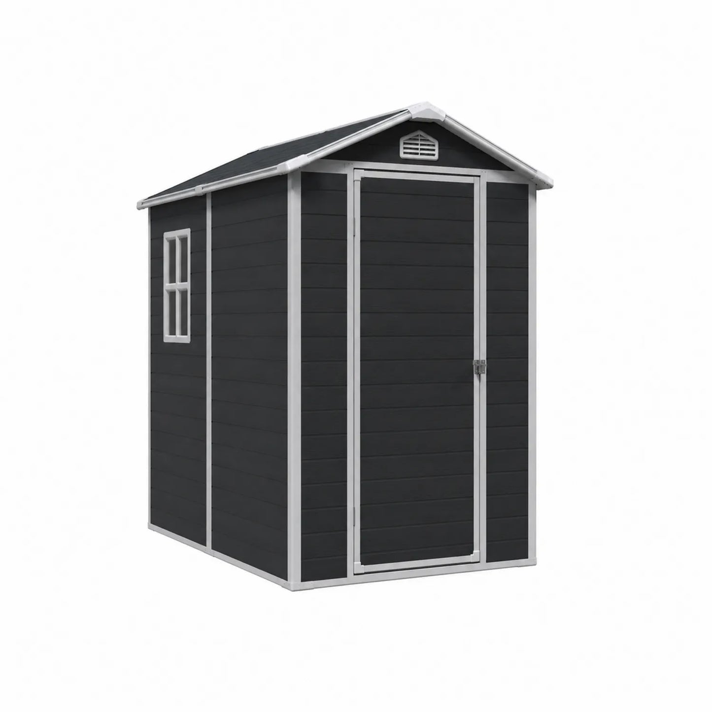 Caseta de almacenamiento de resina negra con ventana y ventilación 185x152x226 cm