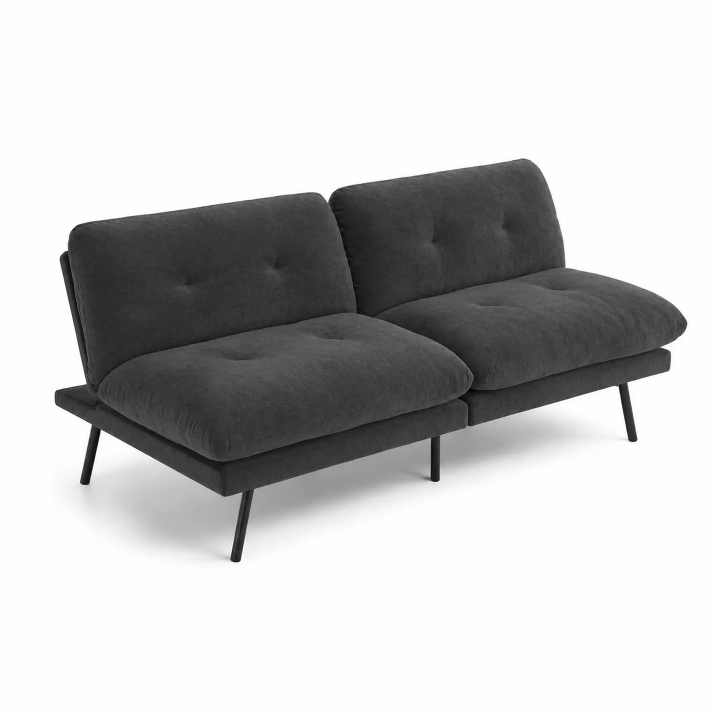 Sofá cama de tela antracita con patas de metal 180x85x75 cm