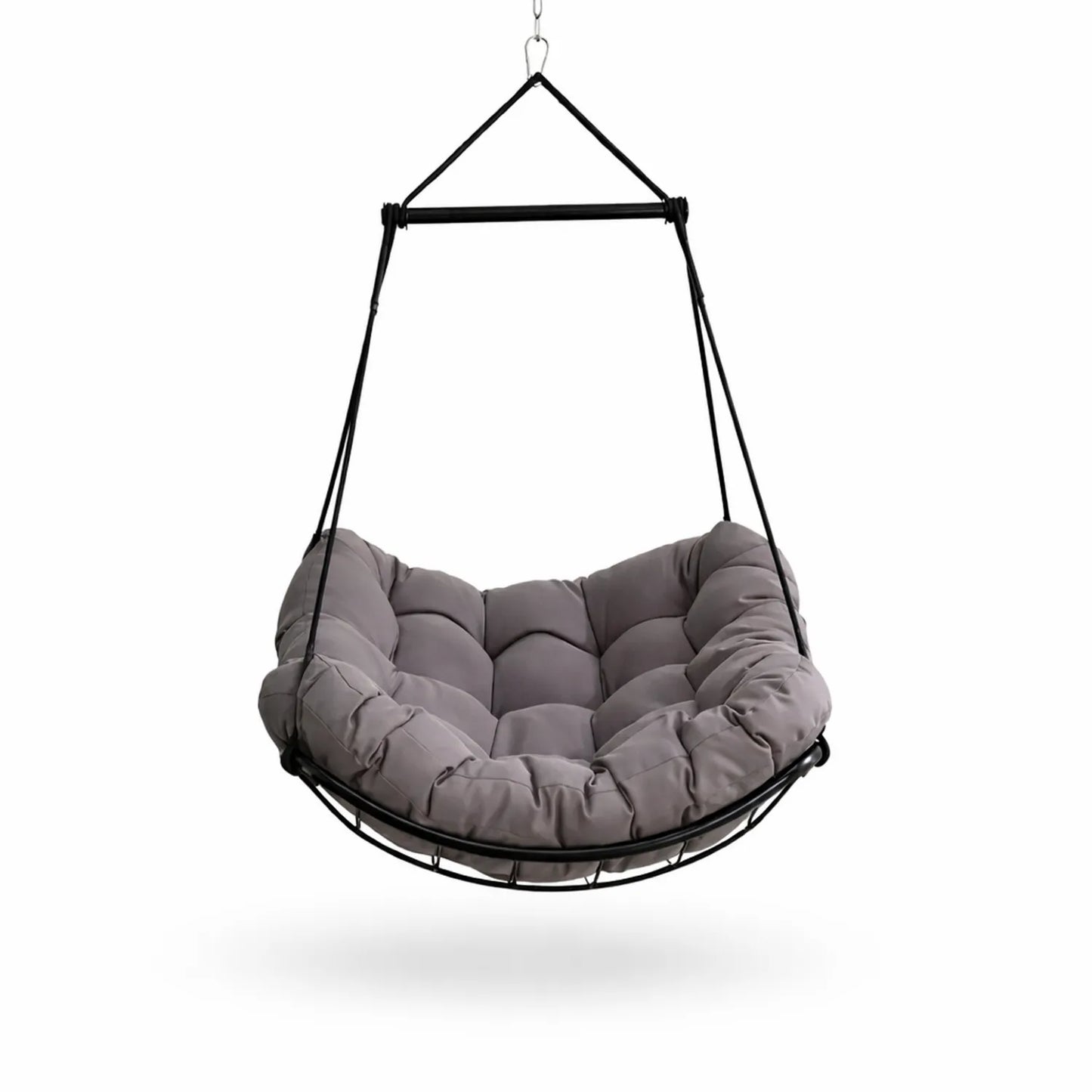 Silla colgante de acero con cojín de poliéster gris
