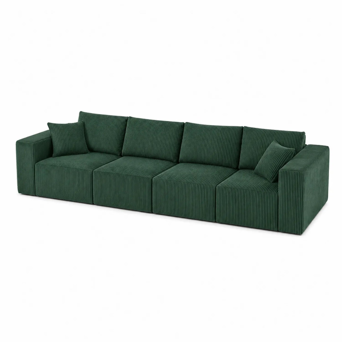 Sofá modular de pana verde oscuro 4 plazas