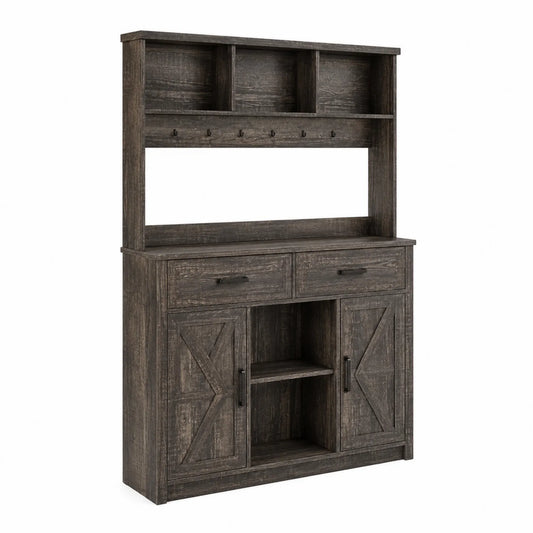 Aparador Buffet de MDF Marrón Oscuro con Estantes y Compartimentos 120x40x180 cm