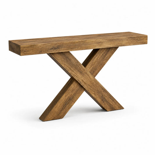 Mesa consola de madera de acacia color Marrón 120x40x80 cm