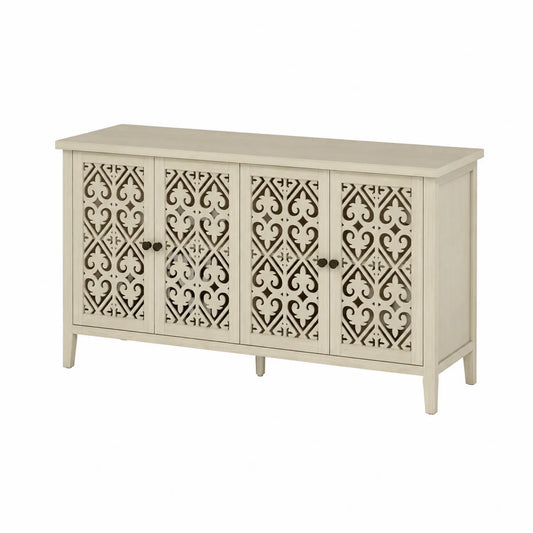 Aparador de Madera con Puertas Decorativas de Corte Láser Beige