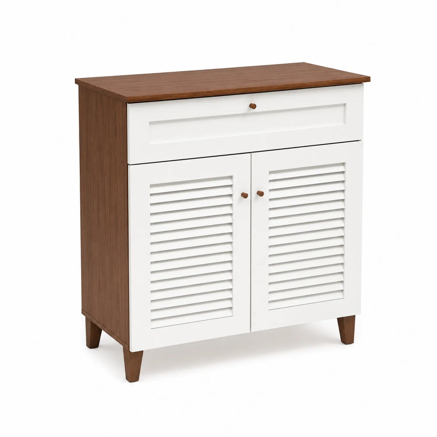 Zapatero de Madera de Pino y MDF Blanco y Marrón