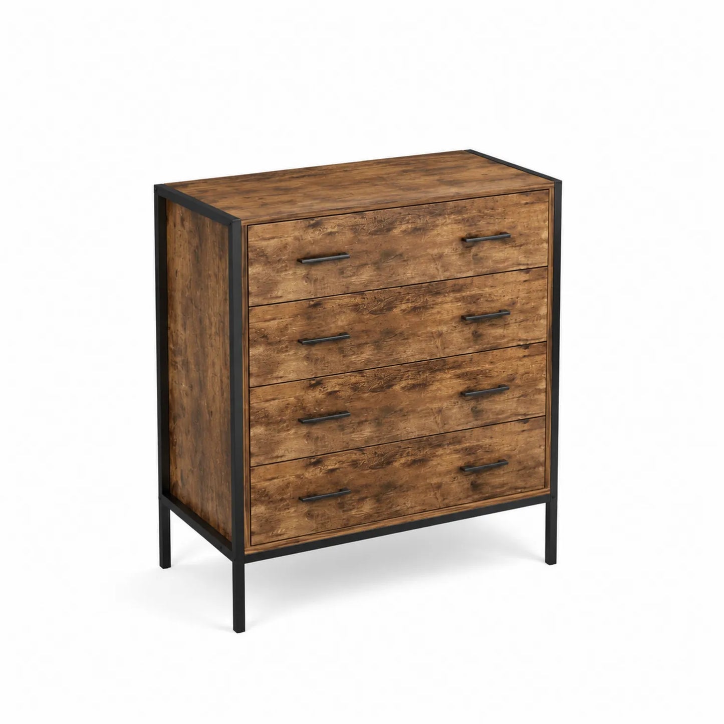 Cómoda de Madera y Metal Marrón con 5 Cajones 80x40x100 cm