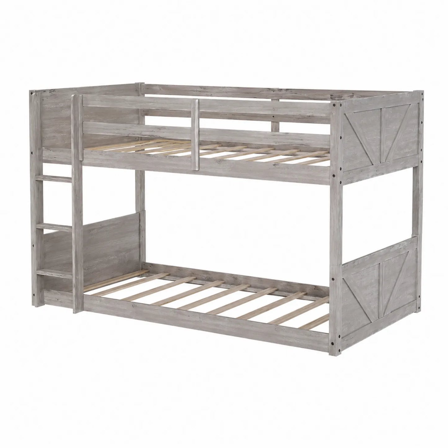 Litera de Madera Maciza Gris 200x90 cm