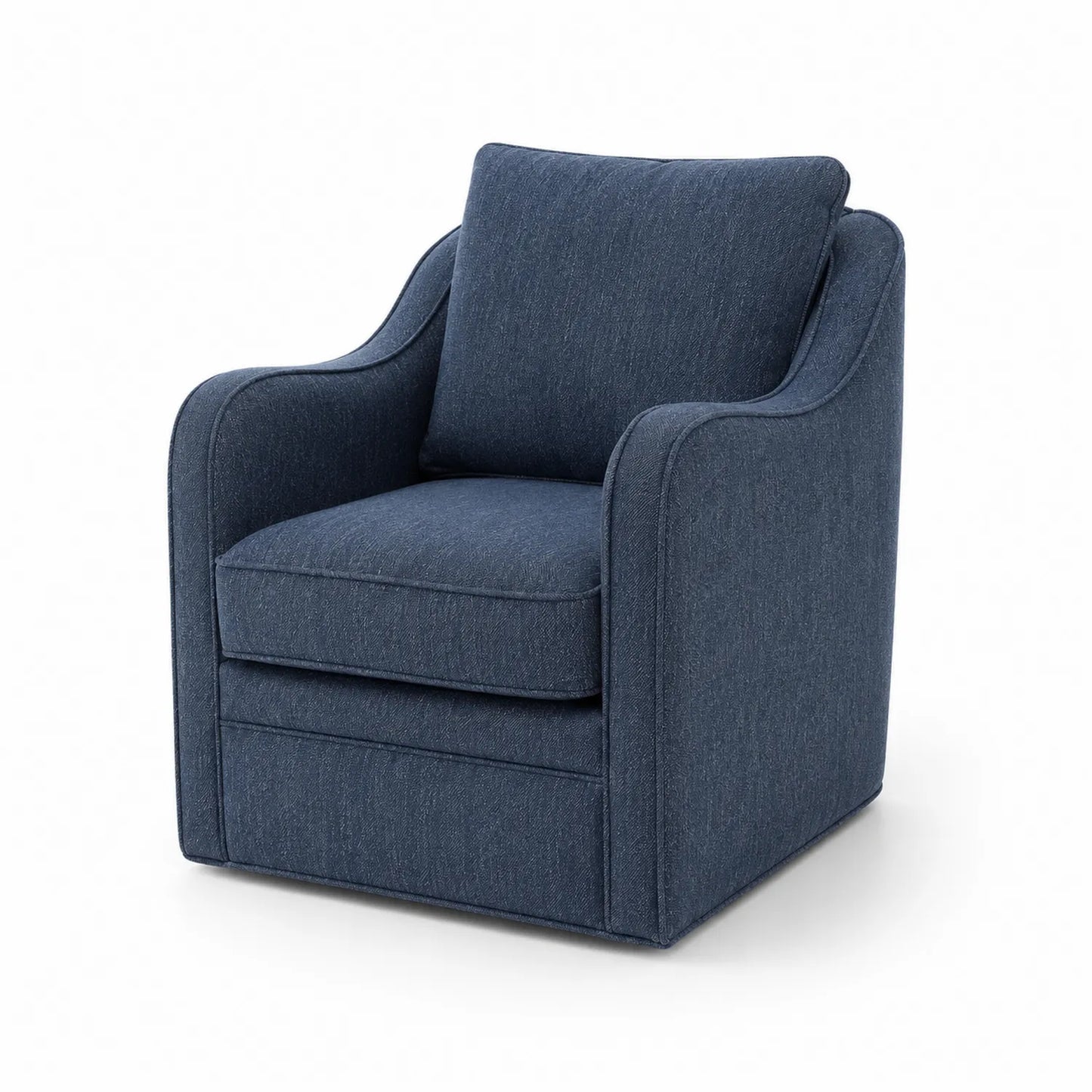 Silla Giratoria de Tela Azul con Estructura de Madera