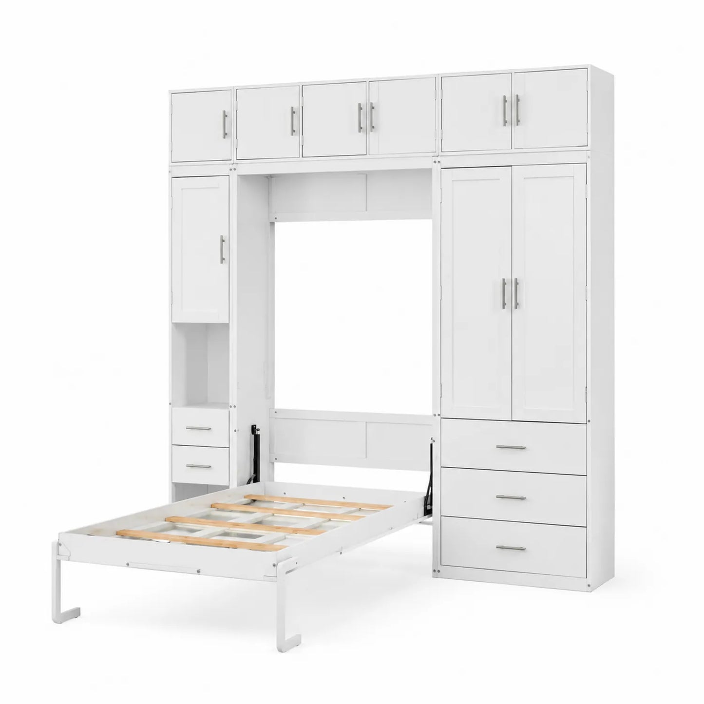 Cama abatible blanca con armarios de MDF