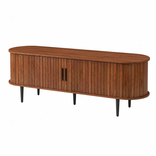 Mueble de almacenamiento ovalado de madera de acacia 150cm Marrón