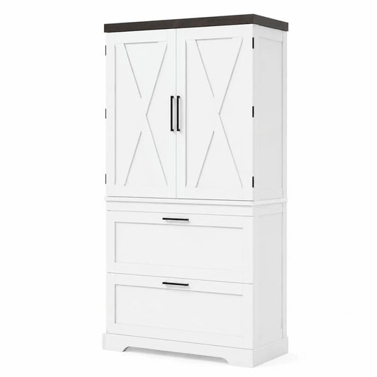 Armario de madera MDF y metal Blanco 180x90x40cm