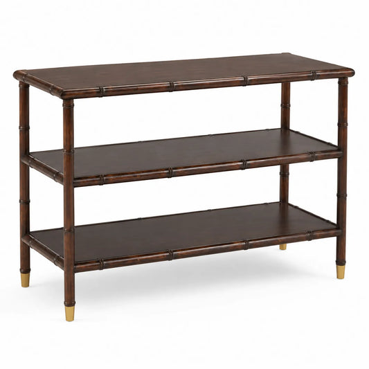 Consola de bambú con estantes de madera marrón 120cm