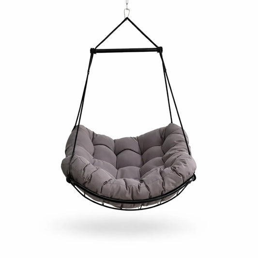 Silla colgante de acero con cojín de poliéster gris
