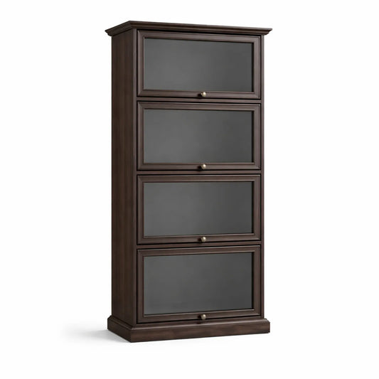 Estantería Vertical de Madera con Puertas de Vidrio Templado